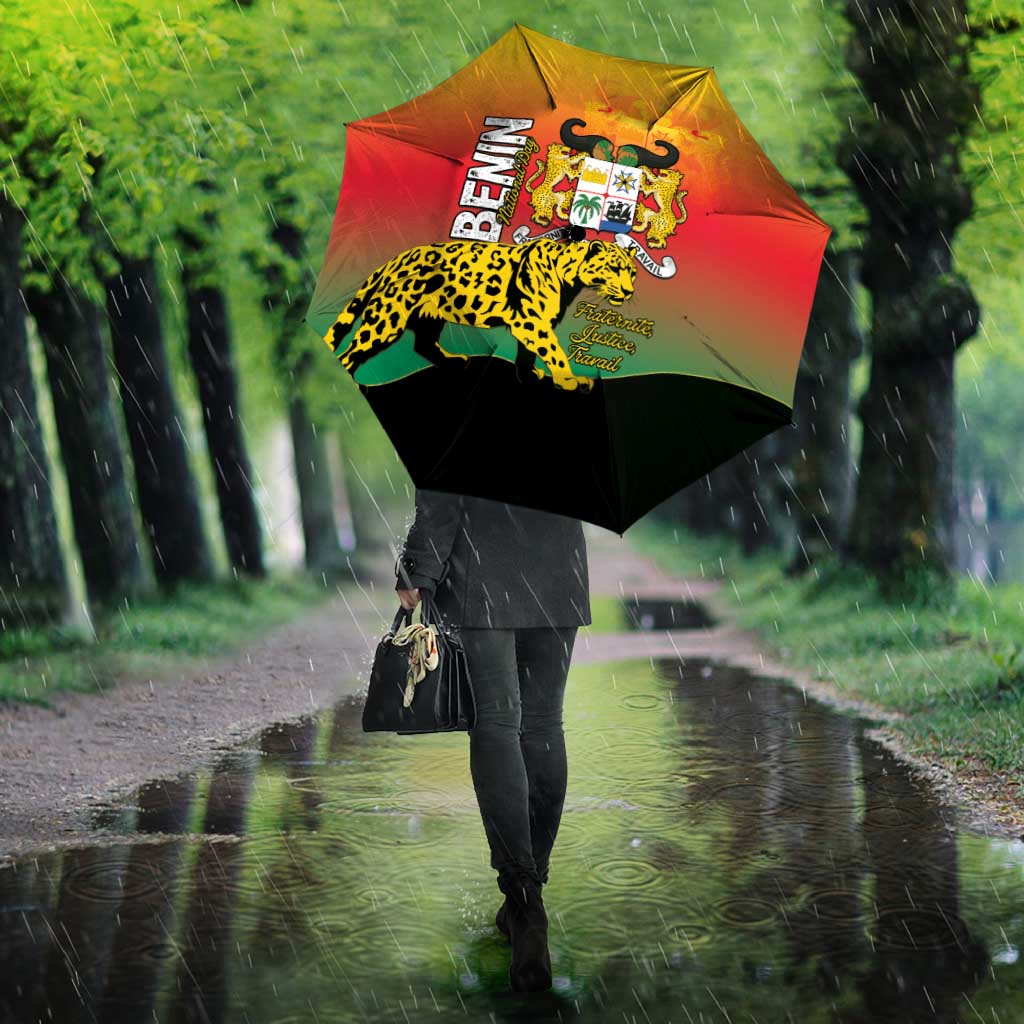 Benin National Day Umbrella Leopard With Coat Of Arms