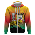 Personalized Benin National Day Zip Hoodie Leopard With Coat Of Arms - African Pride