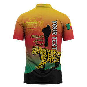 Personalized Benin National Day Zipper Polo Shirt Leopard With Coat Of Arms