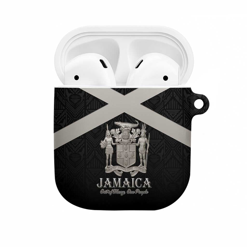 Jamaica AirPods Case Coat Of Arms With Rastafarian Lion Silver Color