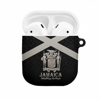 Jamaica AirPods Case Coat Of Arms With Rastafarian Lion Silver Color