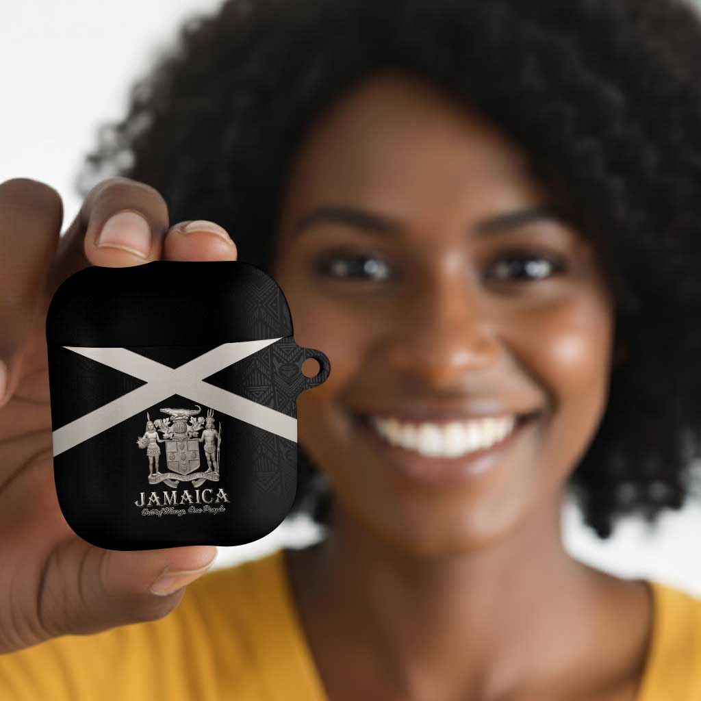 Jamaica AirPods Case Coat Of Arms With Rastafarian Lion Silver Color