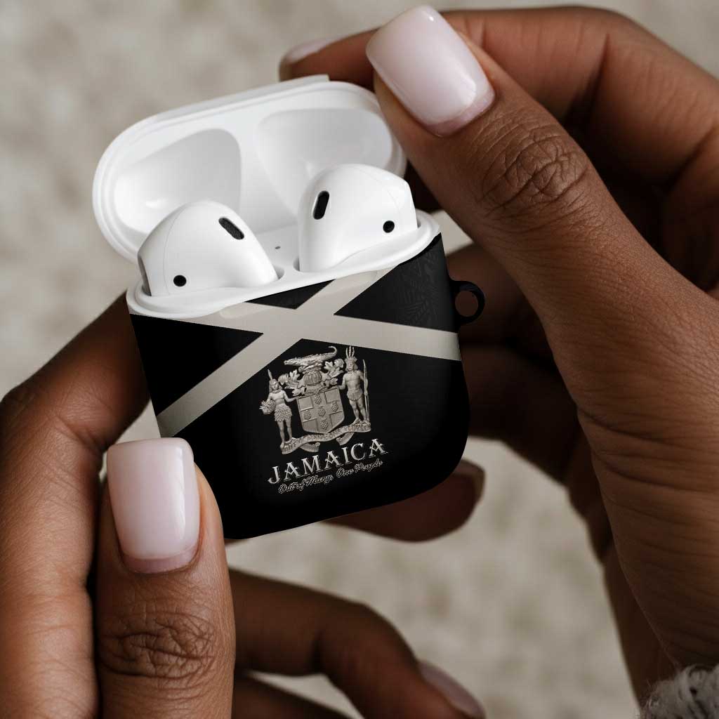 Jamaica AirPods Case Coat Of Arms With Rastafarian Lion Silver Color