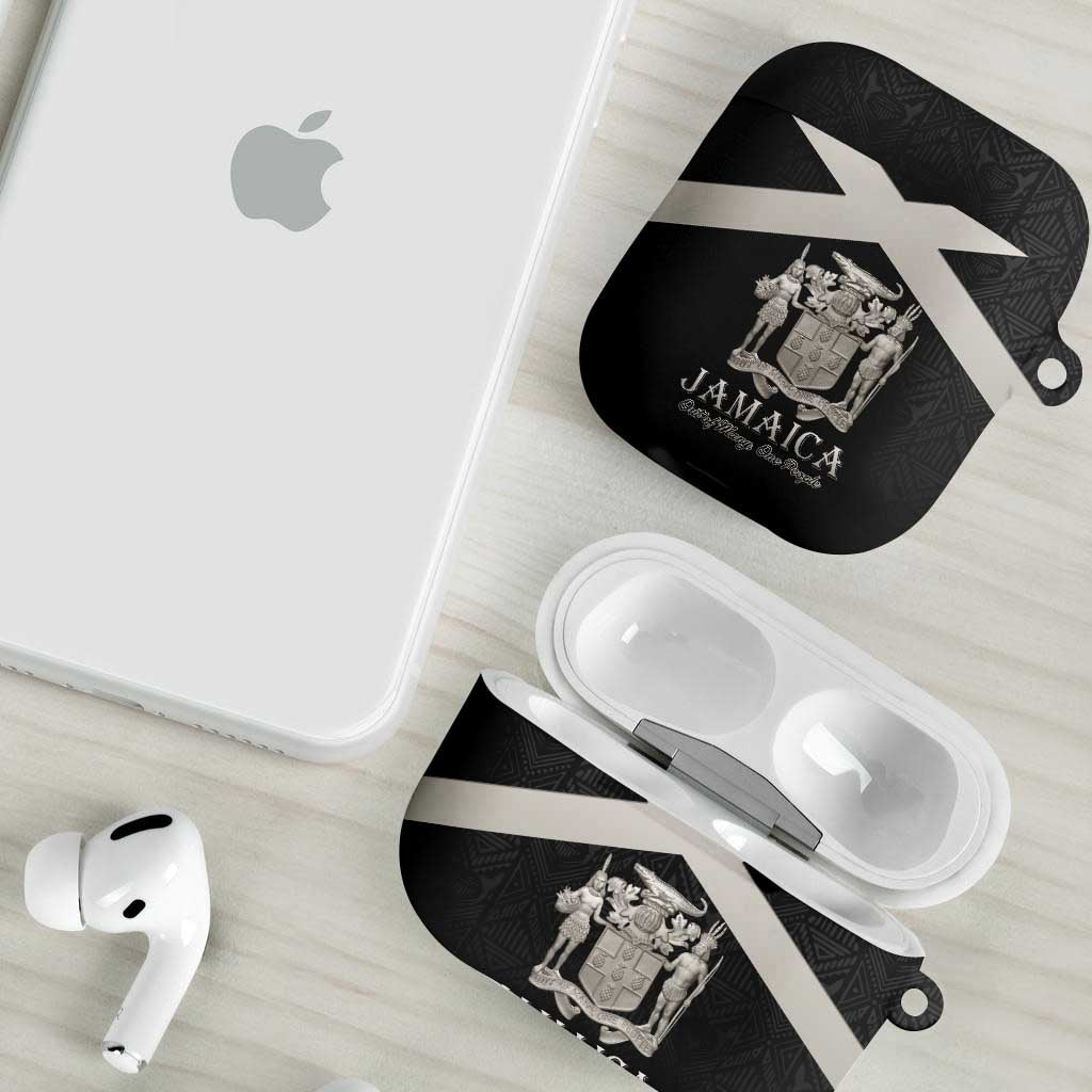 Jamaica AirPods Case Coat Of Arms With Rastafarian Lion Silver Color