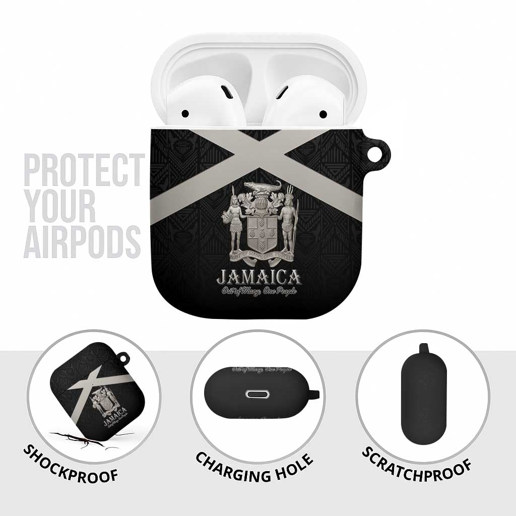Jamaica AirPods Case Coat Of Arms With Rastafarian Lion Silver Color