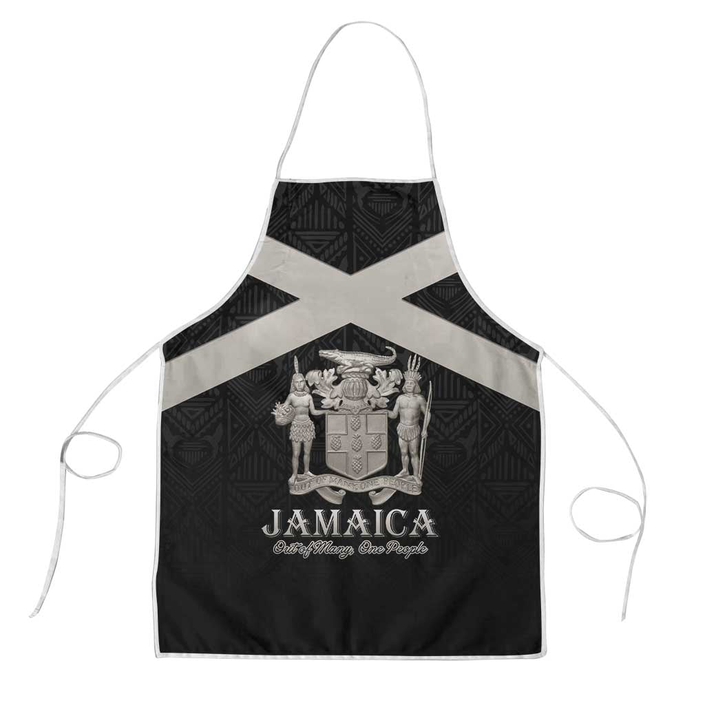 Jamaica Apron Coat Of Arms With Rastafarian Lion Silver Color