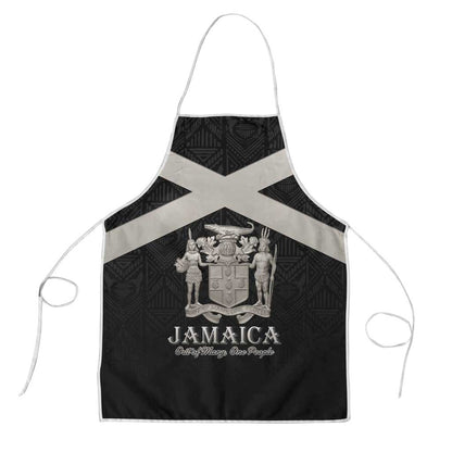 Jamaica Apron Coat Of Arms With Rastafarian Lion Silver Color