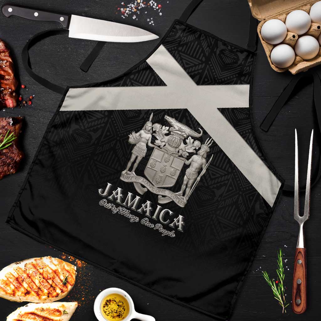 Jamaica Apron Coat Of Arms With Rastafarian Lion Silver Color