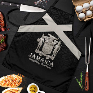 Jamaica Apron Coat Of Arms With Rastafarian Lion Silver Color