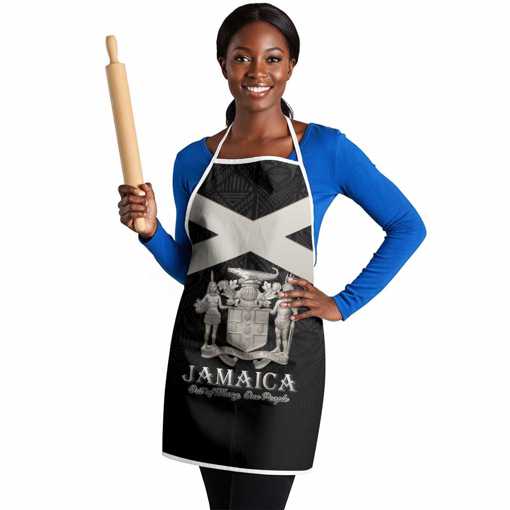 Jamaica Apron Coat Of Arms With Rastafarian Lion Silver Color