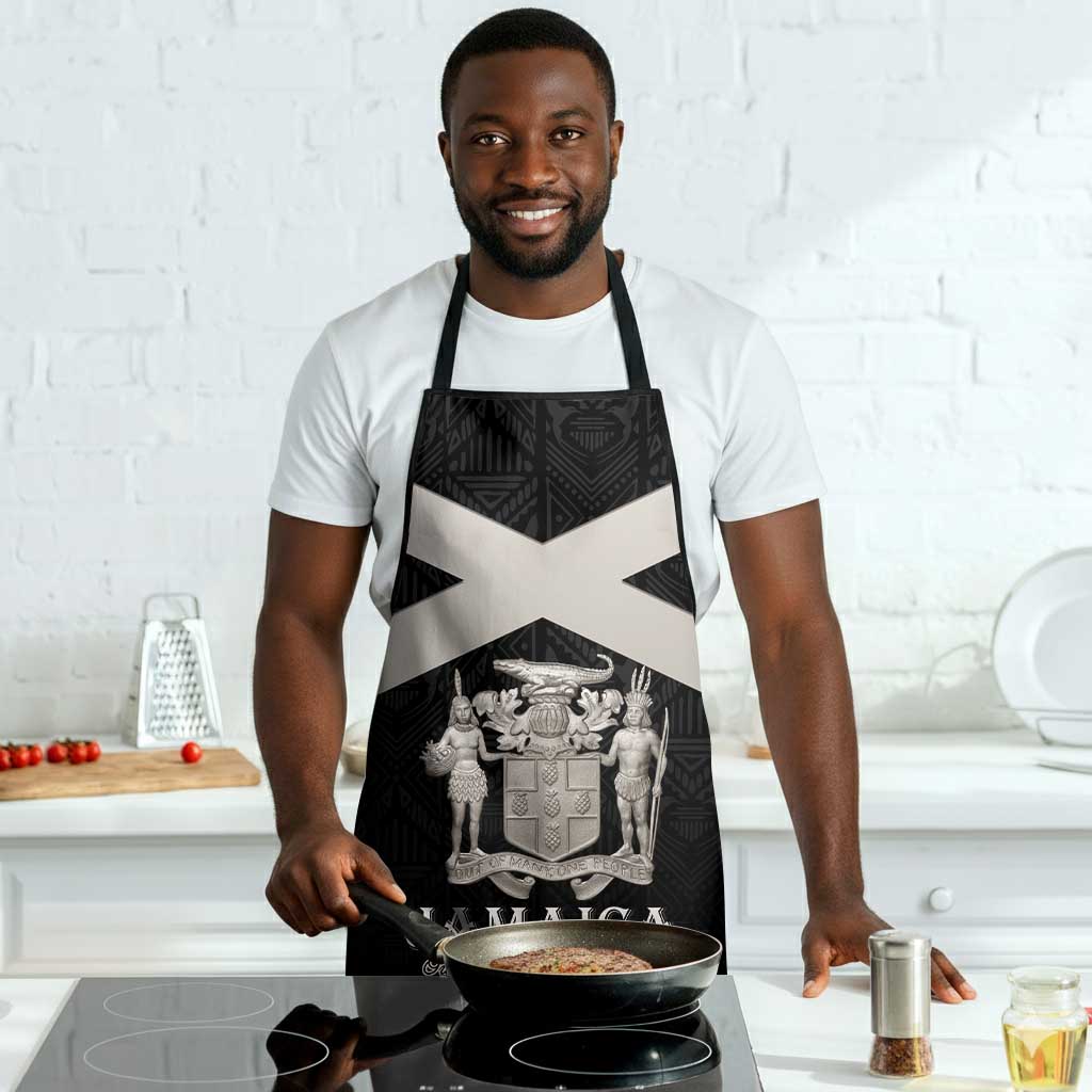 Jamaica Apron Coat Of Arms With Rastafarian Lion Silver Color