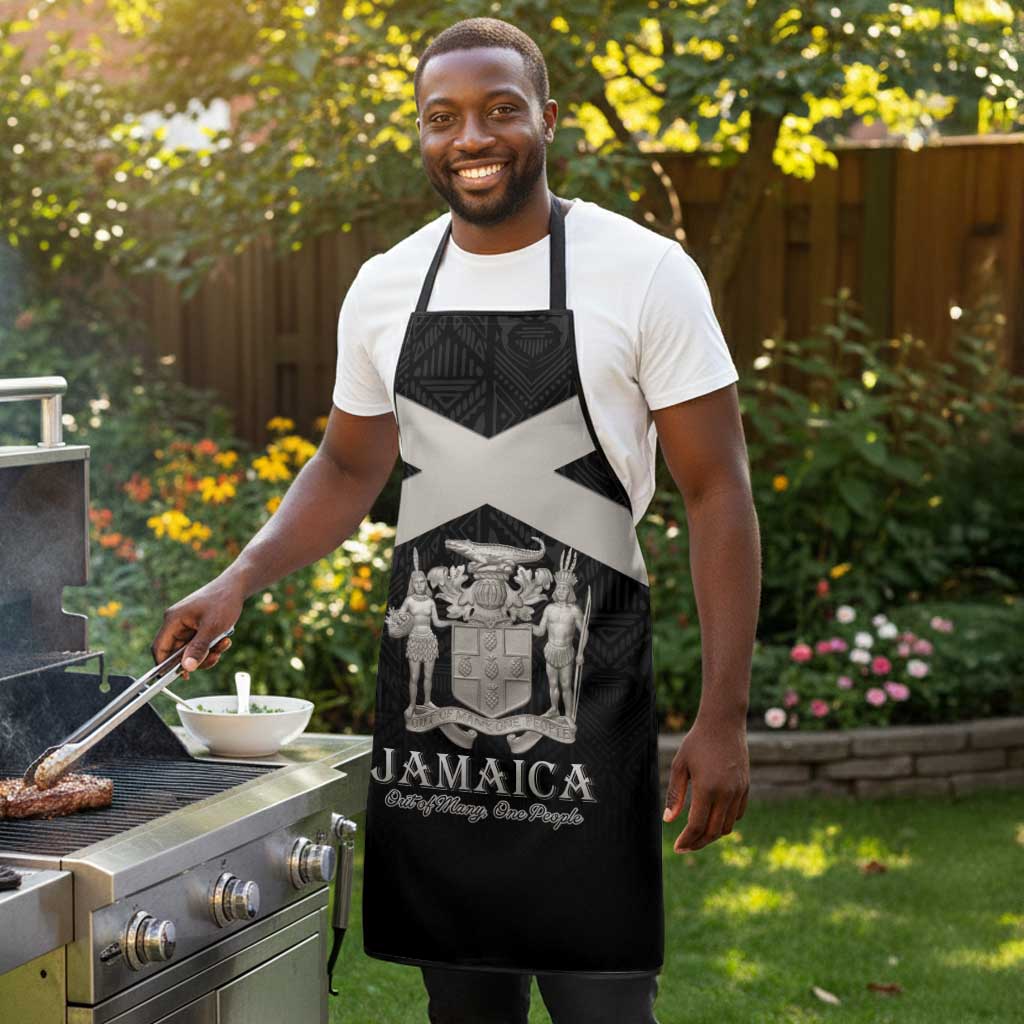 Jamaica Apron Coat Of Arms With Rastafarian Lion Silver Color