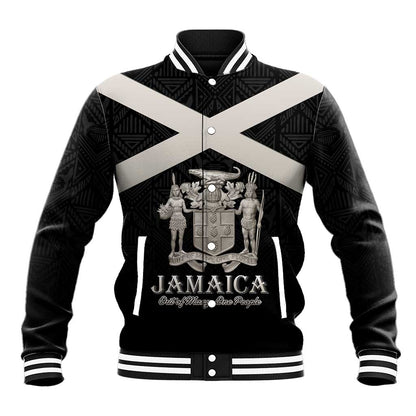Personalized Jamaica Baseball Jacket Out of Many One People Silver Color - African Pride
