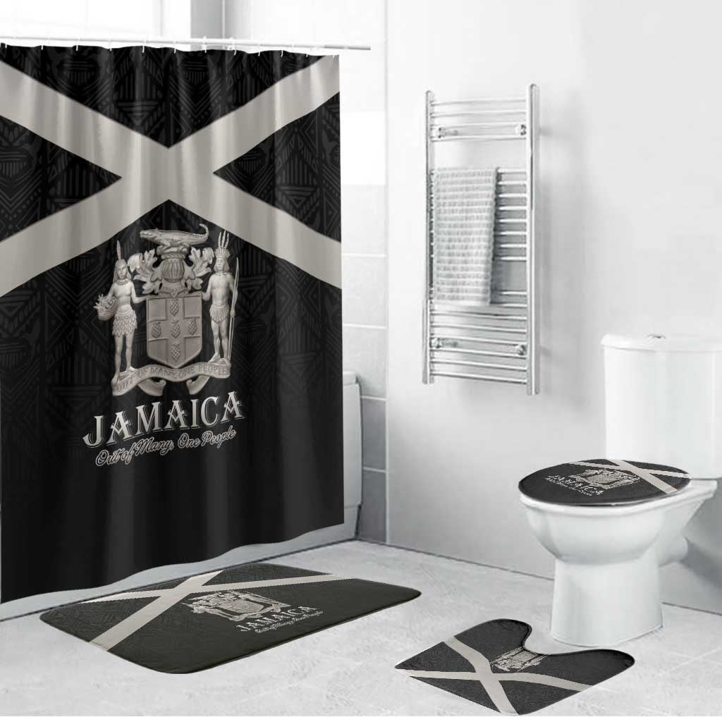 Jamaica Bathroom Set Coat Of Arms With Rastafarian Lion Silver Color