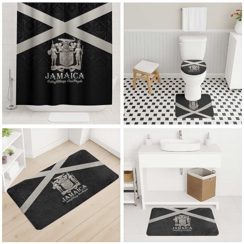 Jamaica Bathroom Set Coat Of Arms With Rastafarian Lion Silver Color