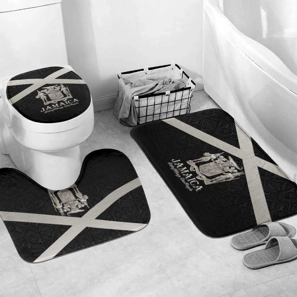 Jamaica Bathroom Set Coat Of Arms With Rastafarian Lion Silver Color