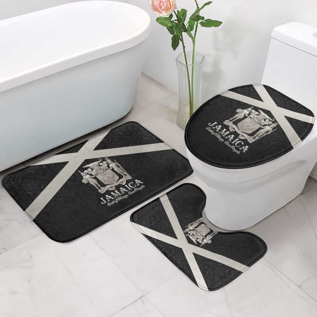 Jamaica Bathroom Set Coat Of Arms With Rastafarian Lion Silver Color