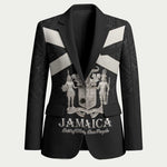 Personalized Jamaica Blazer Coat Of Arms With Rastafarian Lion Silver Color