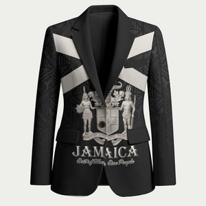 Personalized Jamaica Blazer Coat Of Arms With Rastafarian Lion Silver Color