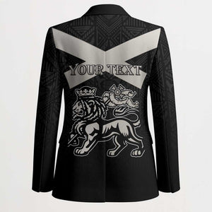 Personalized Jamaica Blazer Coat Of Arms With Rastafarian Lion Silver Color