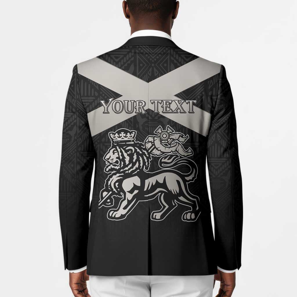 Personalized Jamaica Blazer Coat Of Arms With Rastafarian Lion Silver Color