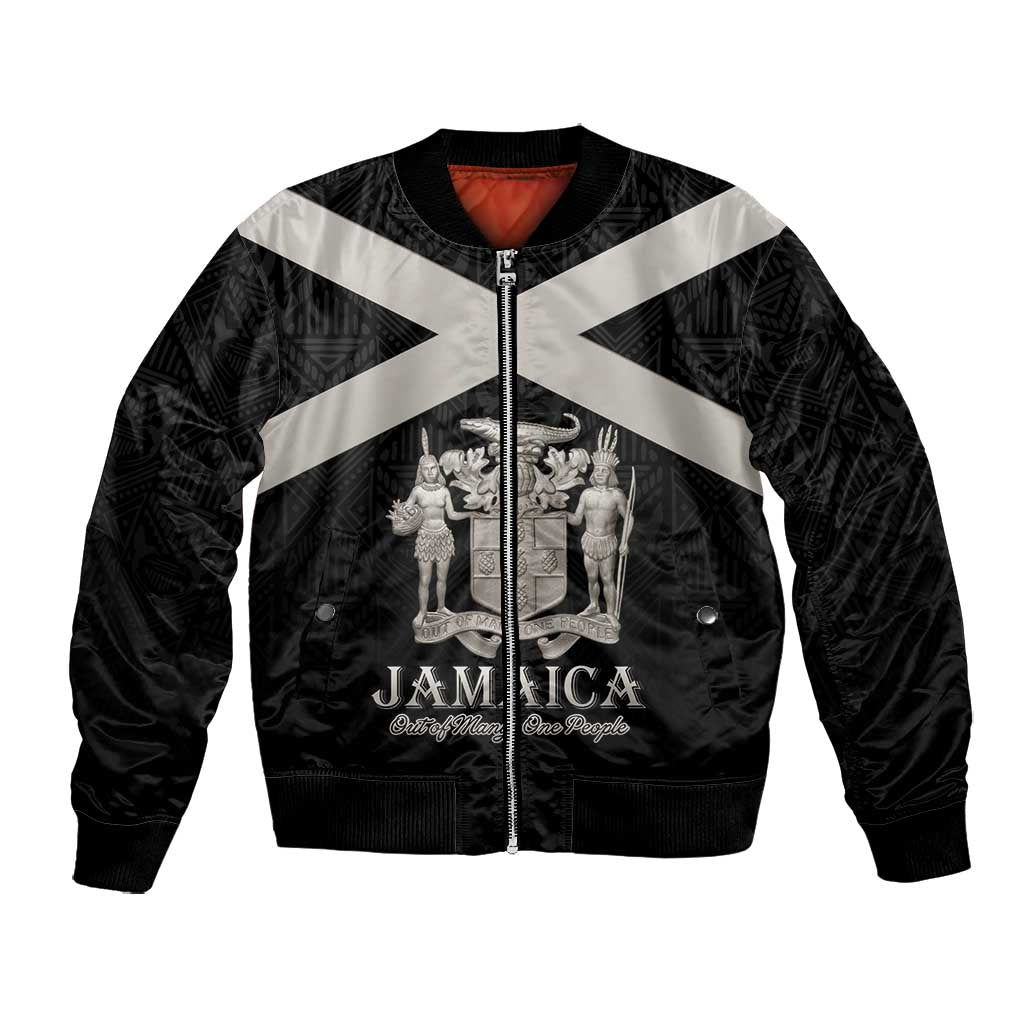 Personalized Jamaica Bomber Jacket Out of Many One People Silver Color - African Pride