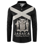 Personalized Jamaica Button Sweatshirt Coat Of Arms With Rastafarian Lion Silver Color