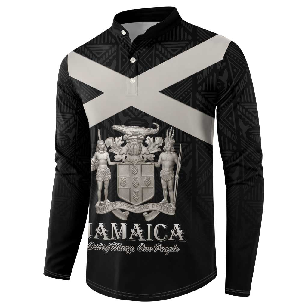 Personalized Jamaica Button Sweatshirt Coat Of Arms With Rastafarian Lion Silver Color