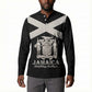 Personalized Jamaica Button Sweatshirt Coat Of Arms With Rastafarian Lion Silver Color