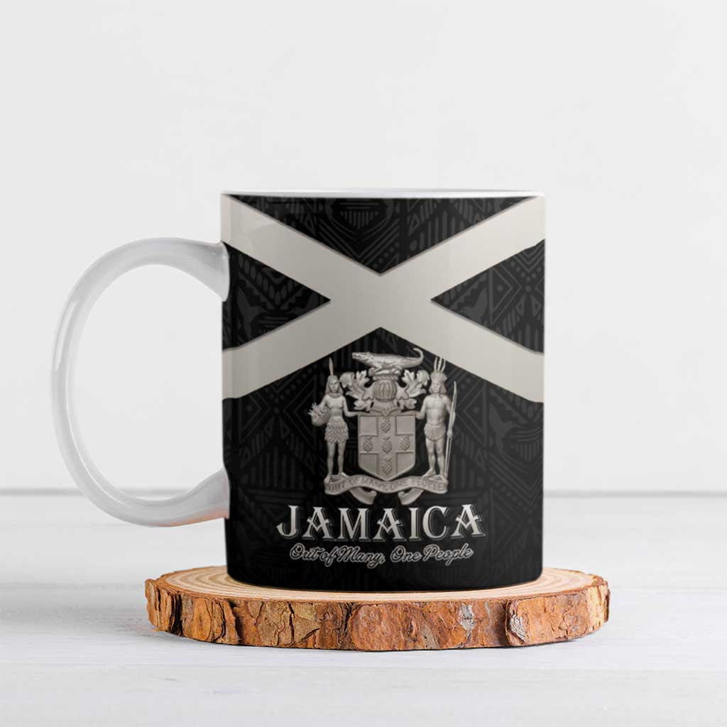 Personalized Jamaica Ceramic Mug Coat Of Arms With Rastafarian Lion Silver Color