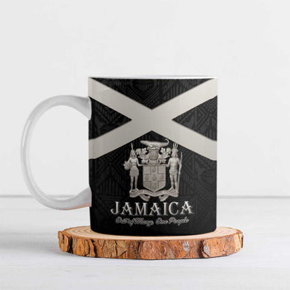 Personalized Jamaica Ceramic Mug Coat Of Arms With Rastafarian Lion Silver Color
