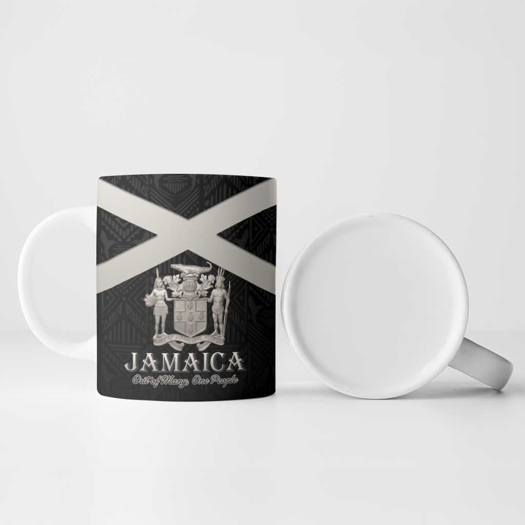 Personalized Jamaica Ceramic Mug Coat Of Arms With Rastafarian Lion Silver Color