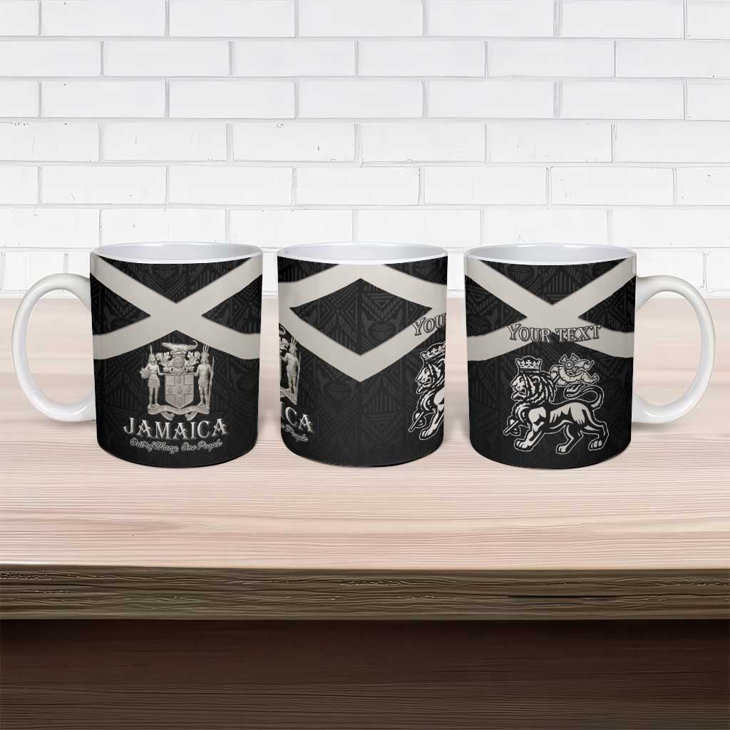 Personalized Jamaica Ceramic Mug Coat Of Arms With Rastafarian Lion Silver Color