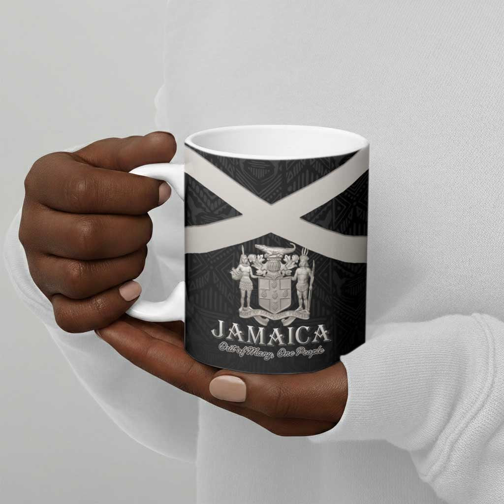Personalized Jamaica Ceramic Mug Coat Of Arms With Rastafarian Lion Silver Color