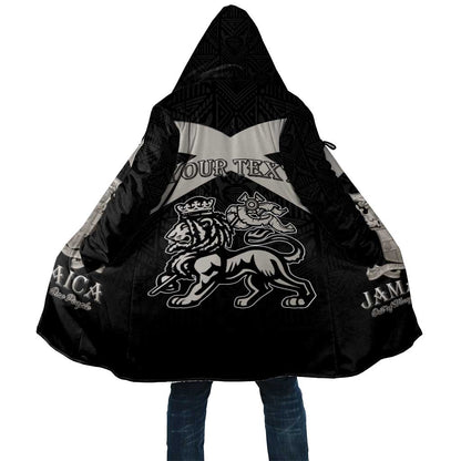 Personalized Jamaica Cloak Coat Of Arms With Rastafarian Lion Silver Color