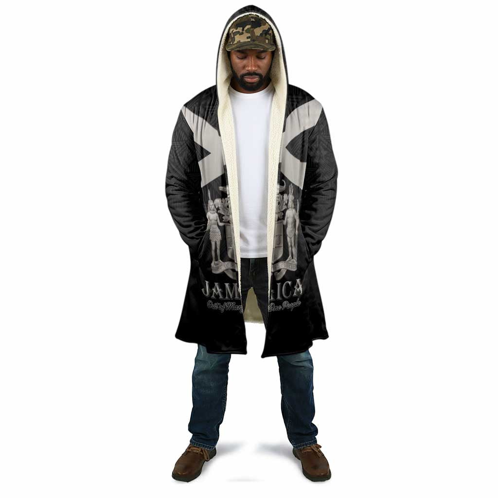 Personalized Jamaica Cloak Coat Of Arms With Rastafarian Lion Silver Color
