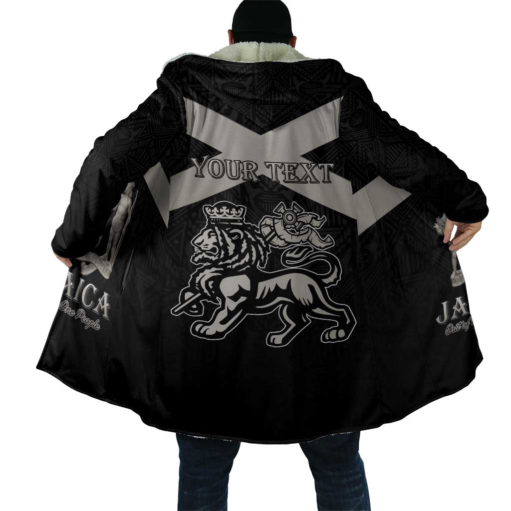 Personalized Jamaica Cloak Coat Of Arms With Rastafarian Lion Silver Color