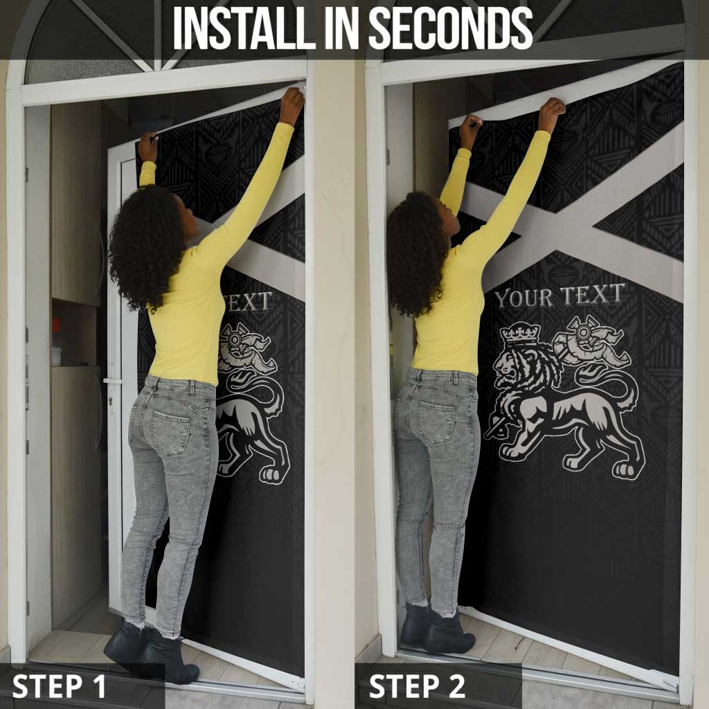 Personalized Jamaica Door Cover Coat Of Arms With Rastafarian Lion Silver Color