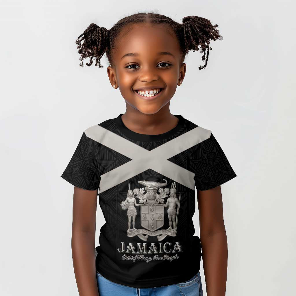 Personalized Jamaica Kid T shirt Out of Many One People Silver Color - African Pride