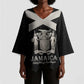 Personalized Jamaica Kimono Sleeve Blouse Coat Of Arms With Rastafarian Lion Silver Color