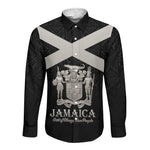 Personalized Jamaica Long Sleeve Button Shirt Out of Many One People Silver Color - African Pride