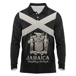 Personalized Jamaica Long Sleeve Polo Shirt Out of Many One People Silver Color - African Pride