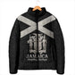 Personalized Jamaica Padded Jacket Coat Of Arms With Rastafarian Lion Silver Color