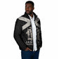 Personalized Jamaica Padded Jacket Coat Of Arms With Rastafarian Lion Silver Color