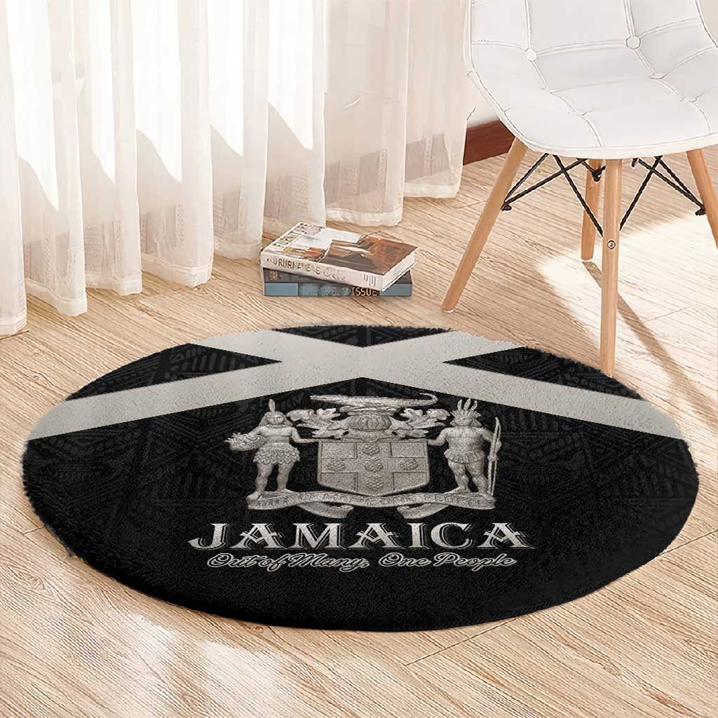 Jamaica Round Carpet Out of Many One People Silver Color - African Pride