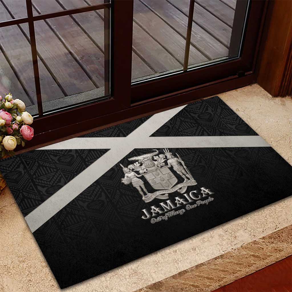 Jamaica Rubber Doormat Out of Many One People Silver Color - African Pride