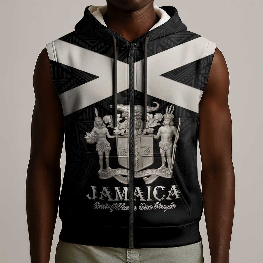 Personalized Jamaica Sleeveless Zip Hoodie Out of Many One People Silver Color - African Pride