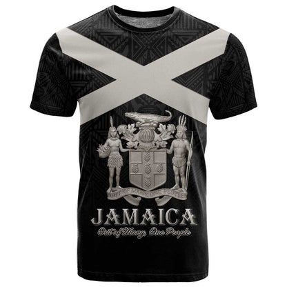 Personalized Jamaica T shirt Out of Many One People Silver Color - African Pride