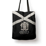 Jamaica Tote Bag Coat Of Arms With Rastafarian Lion Silver Color