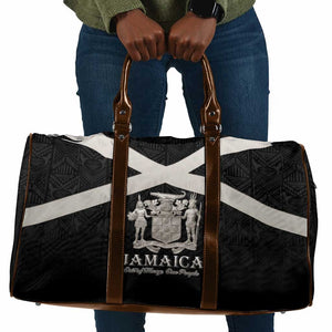 Jamaica Travel Bag Coat Of Arms With Rastafarian Lion Silver Color
